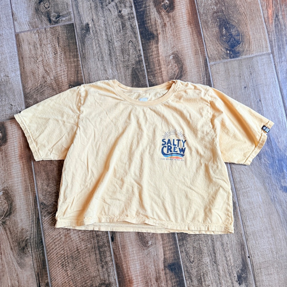 Salty Crew Women's The Wave Crop Shirt, Yellow, XL - Picture 4 of 8